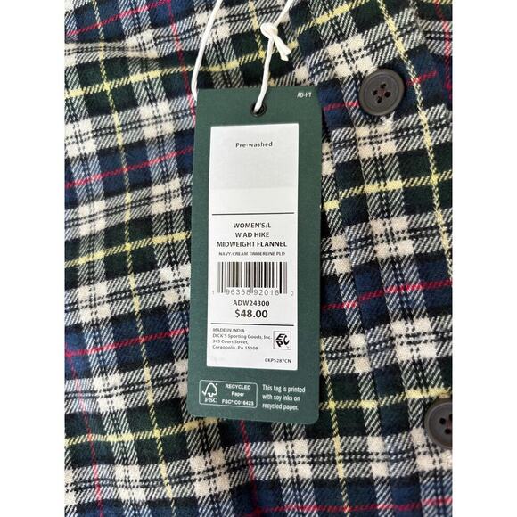 Alpine Design Women's Navy Cream Timberline Plaid Flannel Button Up Shirt Size L - Picture 7 of 7